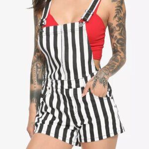 Blackheart Black & White Striped Shortalls